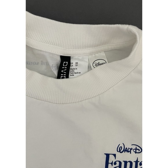 Disney Fantasia Mickey Mouse Graphic Womens XS White T-Shirt H&M Divided - Picture 6 of 12
